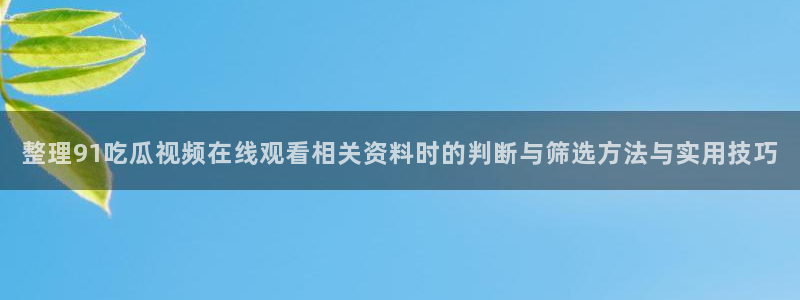 911吃瓜爆料网:整理91吃瓜视频在线观看相关资料时的判断与筛选方法与实用技巧