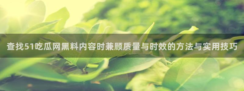吃瓜911：查找51吃瓜网黑料内容时兼顾质量与时效的方法与实用技巧